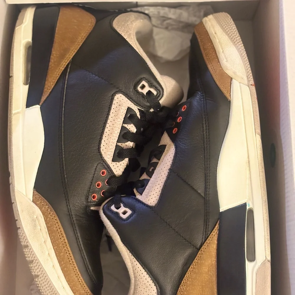 Jordan Black Brown Grey Orange Accent Sneakers